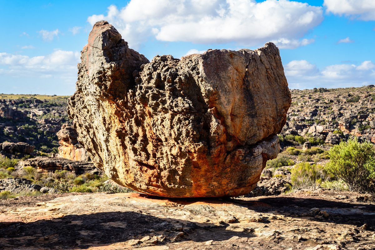 A weathered sandstone formation standing on bare rock in the Cederberg